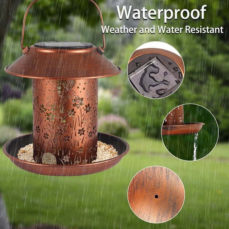 Tepaken Bird Feeders for Outdoors Hummingbird Solar Lanterns Outdoor Waterproof Garden Decor Gifts for Women Mom Grandma Metal Solar Decoration Outside LED Lanterns for Yard, Patio, Lawn, Pathway(2 Pack) - Image 5
